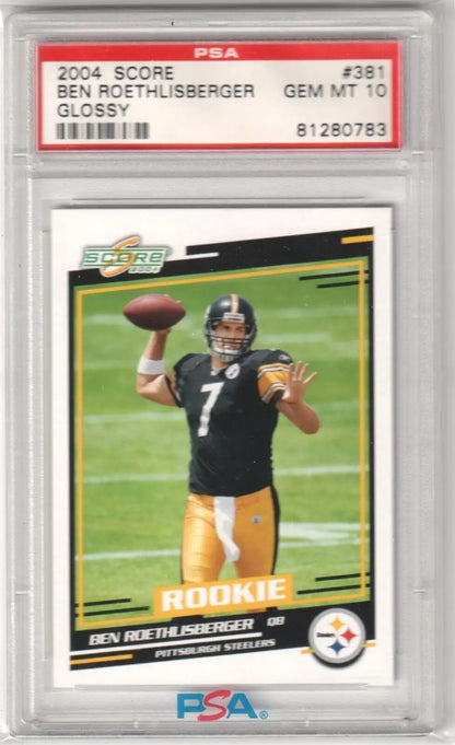 PSA 10 Gem Mint Ben Roethlisberger 2004 Score Glossy Rookie Card Steelers QB single card