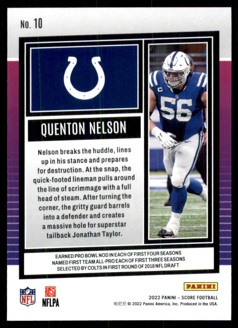 2022 Score Quenton Nelson Indianapolis Colts #10