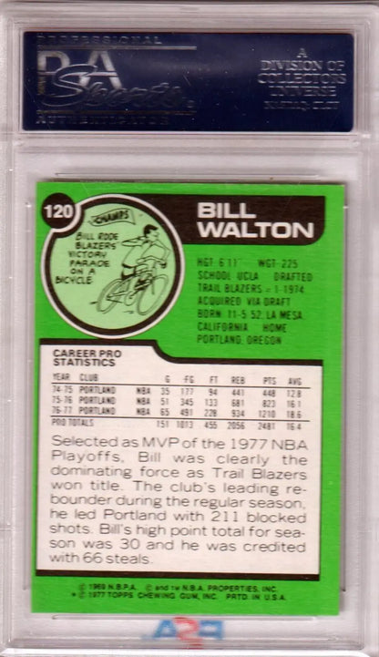 PSA 9 Mint 1977-78 Topps Bill Walton basketball card - Columbia Hobby single cards, box free shipping