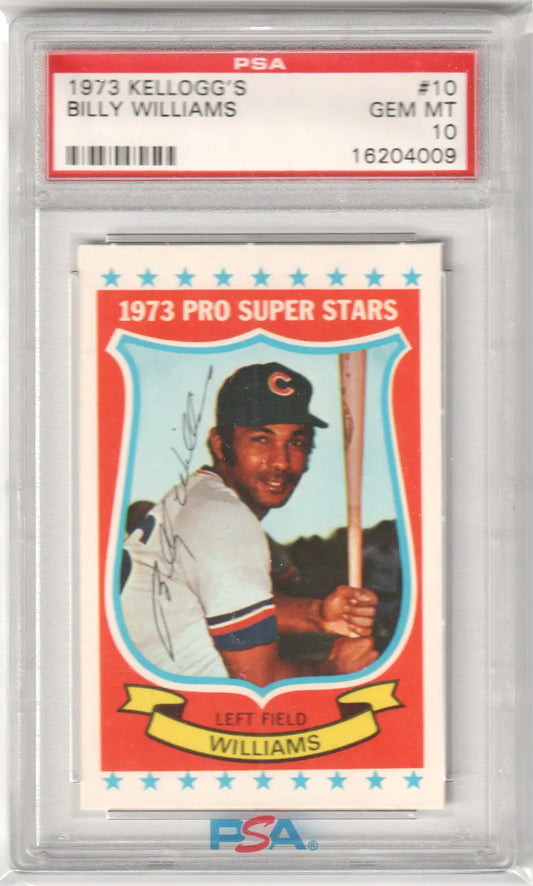 PSA-graded 1973 Kellogg’s Billy Williams Cubs baseball card for Columbia Hobby collectors