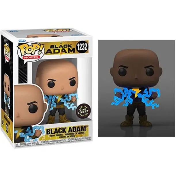 Black Adam Glow-In-The-Dark Chase Funko Pop! Vinyl figure with blue lightning effects