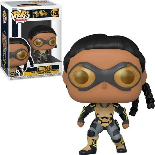 Black Lightning Thunder Funko Pop vinyl figure in gold goggles and black suit