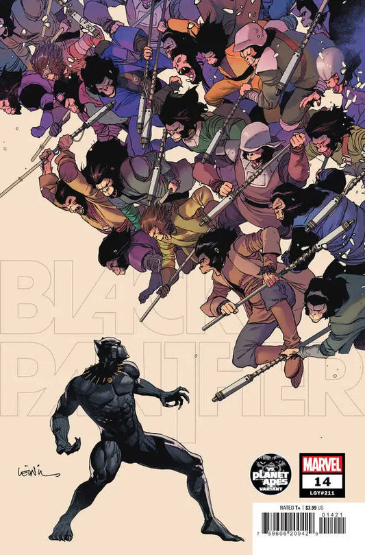 Black Panther #14 Yu Planet Of The Apes Variant cover with Black Panther and armed attackers