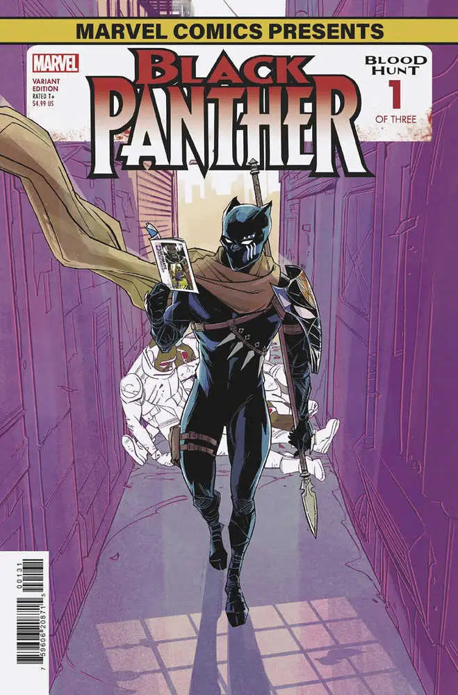 Black Panther comic book cover featuring hero in purple corridor for Blood Hunt series