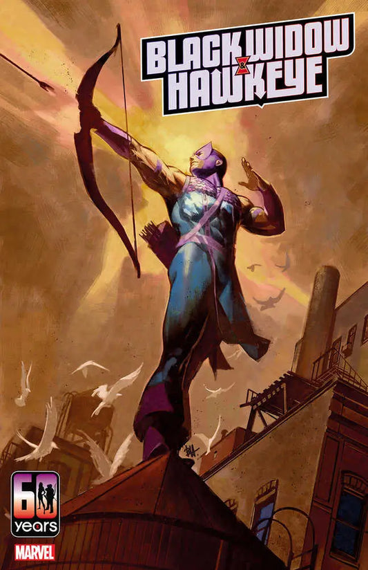 Archer drawing bow on Black Widow & Hawkeye #3 Ben Harvey Variant comic book cover