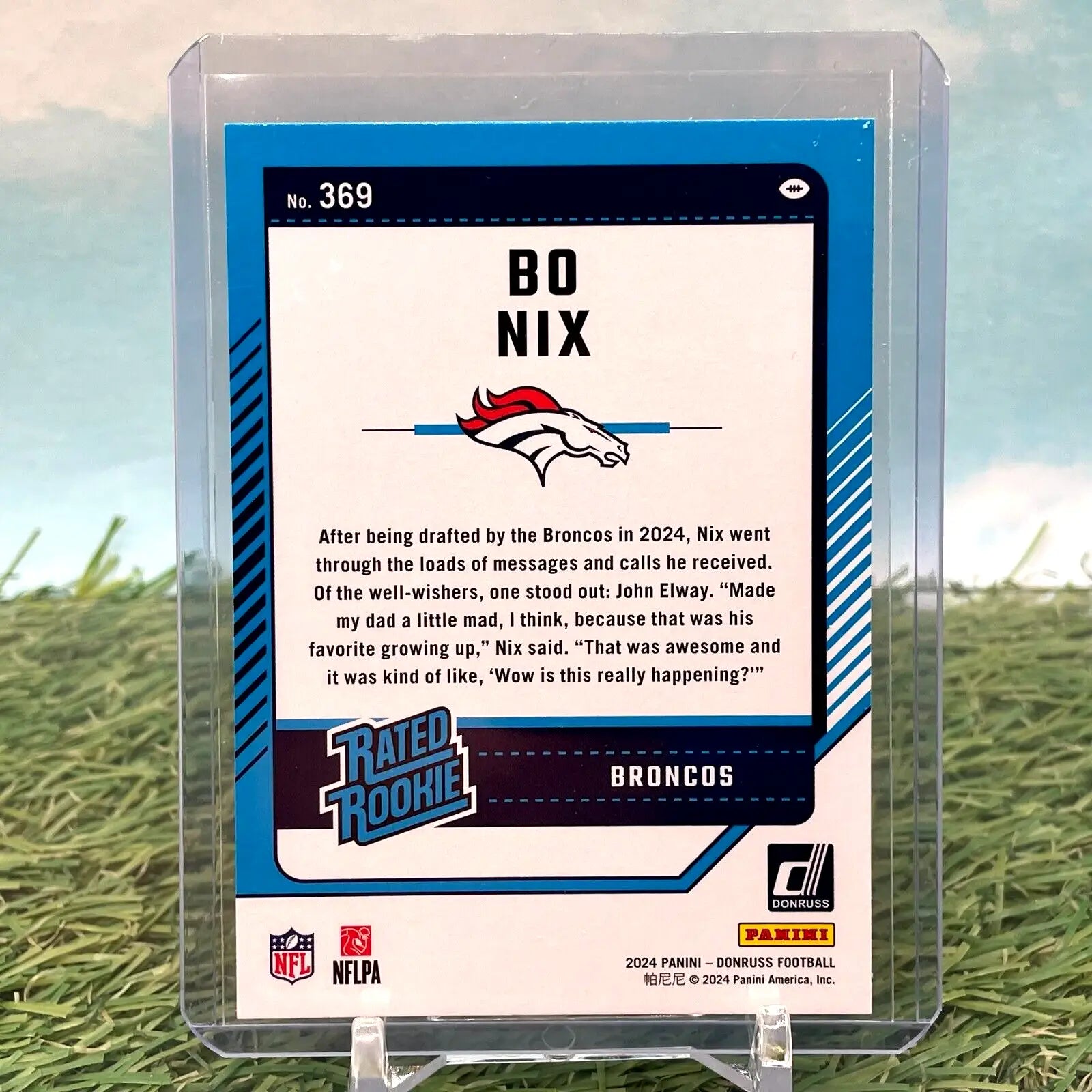 Bo Nix 2024 Donruss Rated Rookie football card #369 Denver Broncos collectible