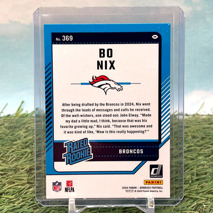 Bo Nix 2024 Donruss Rated Rookie football card #369 Denver Broncos collectible