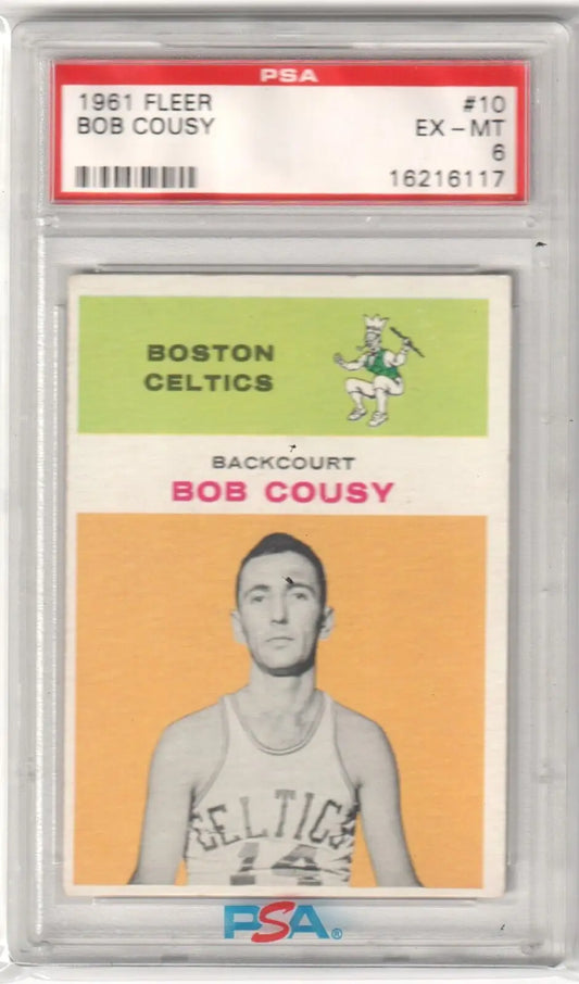 PSA-graded 1961 Fleer Basketball Card of Boston Celtics Player for Columbia Hobby single cards