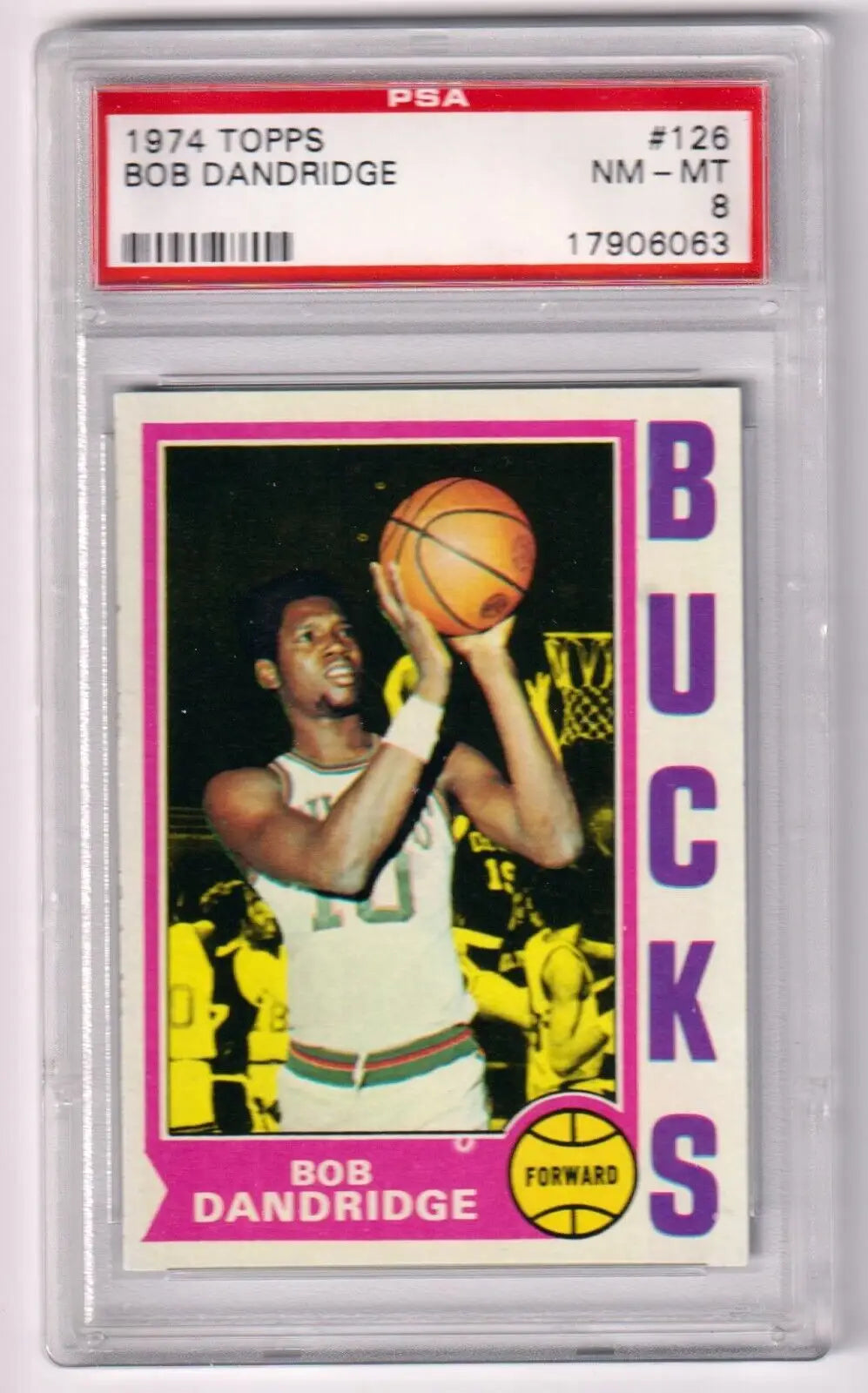 PSA-graded 1974 Topps Bob Dandridge basketball card, Milwaukee Bucks, Columbia Hobby sale