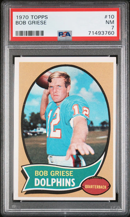 1970 Topps Bob Griese Miami Dolphins trading card graded PSA NM 7 from Columbia Hobby