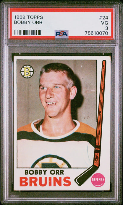 Bobby Orr 1969 Topps #24 PSA 3 Very Good trading card in protective case