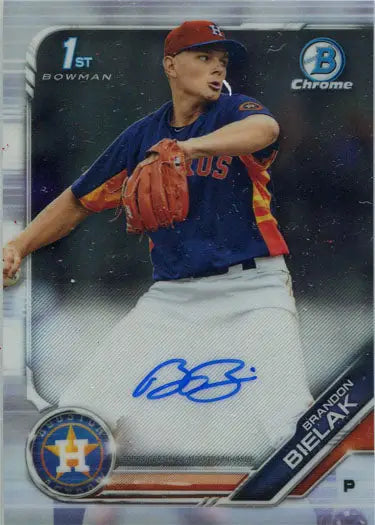 Bowman Chrome Autograph Card of Houston Astros Pitcher Brandon Bielak in Action