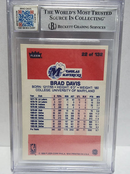 BGS-graded Brad Davis 1986 Fleer Basketball Jersey Fusion Patch Auto card from Mavericks