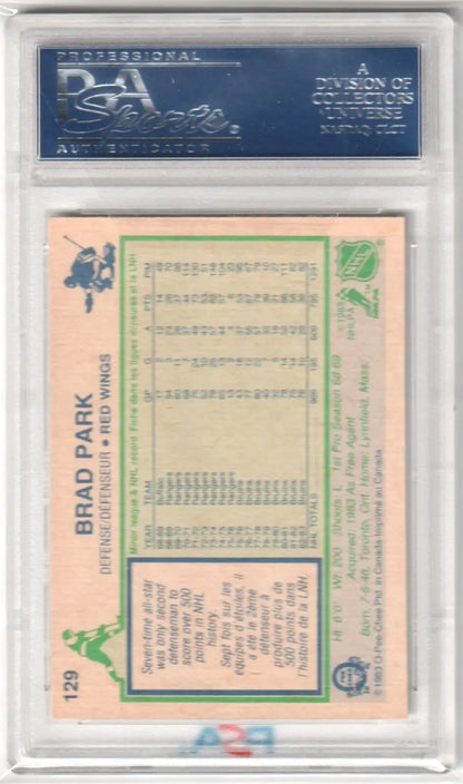 Brad Park 1983-84 O-Pee-Chee #129 PSA 9 Mint baseball card in protective holder