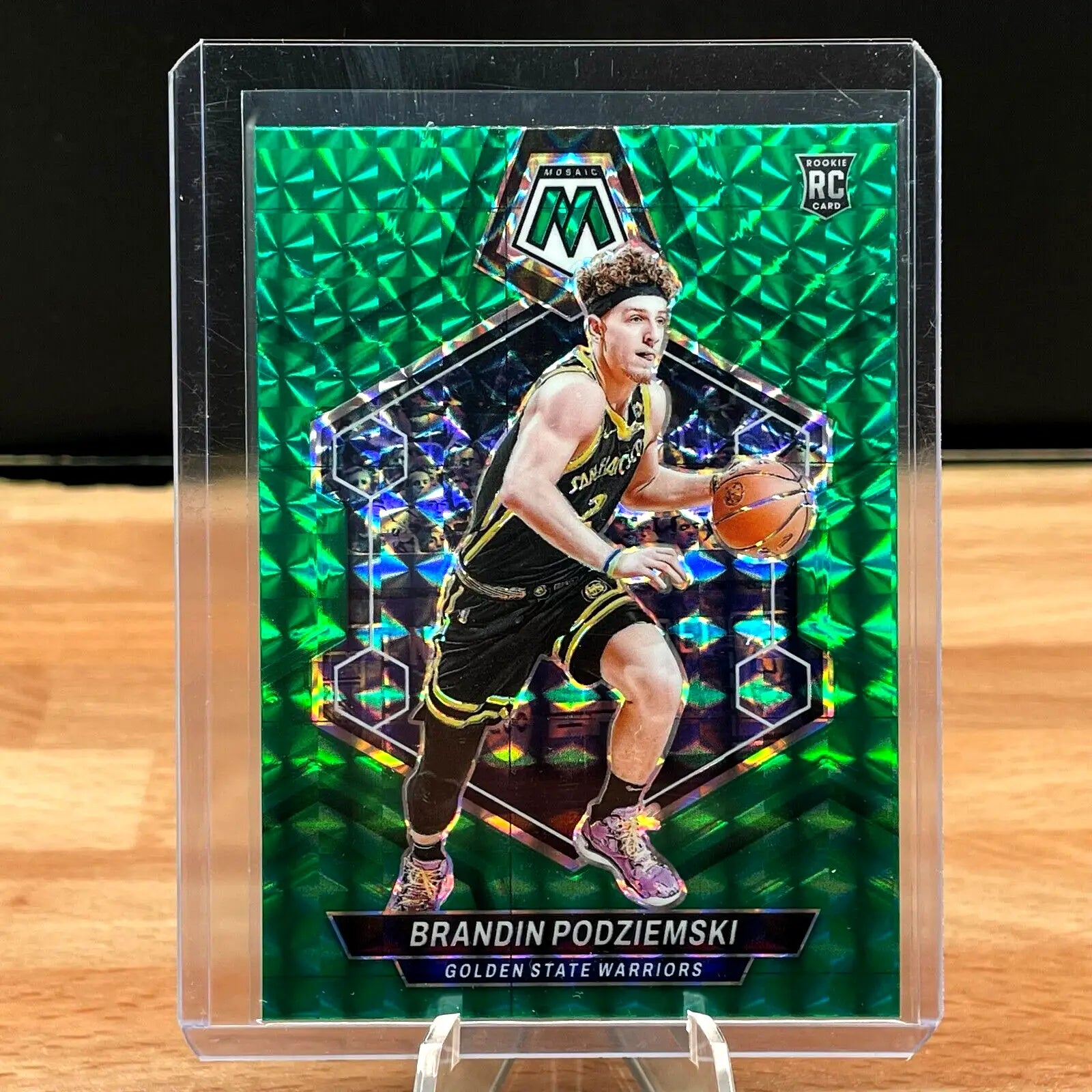 Brandin Podziemski 2023-24 Panini Mosaic Rookie Green Prizm #245 Warriors card