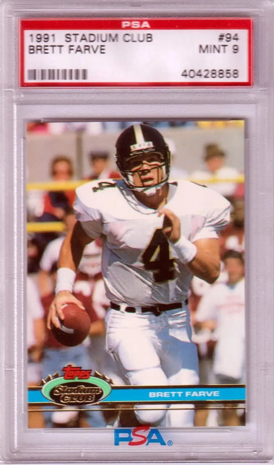 Brett Favre 1991 Topps Stadium Club RC Rookie #94 PSA 9 Mint single card for sale