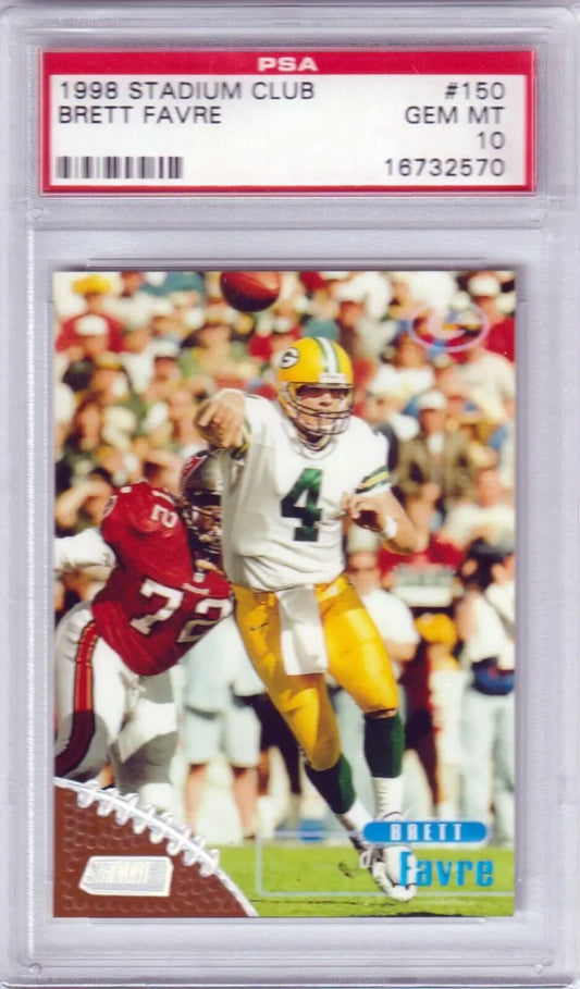 PSA-graded 1998 Stadium Club Brett Favre card #150 for sale at Columbia Hobby with free shipping