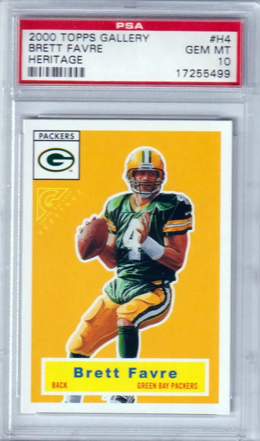 PSA 10 Gem Mint Brett Favre 2000 Topps Gallery football card for collectors at Columbia Hobby