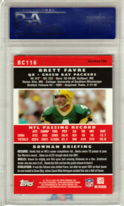 Brett Favre 2007 Bowman Chrome Refractor #BC116 PSA 10 GEM MINT card in case for single cards