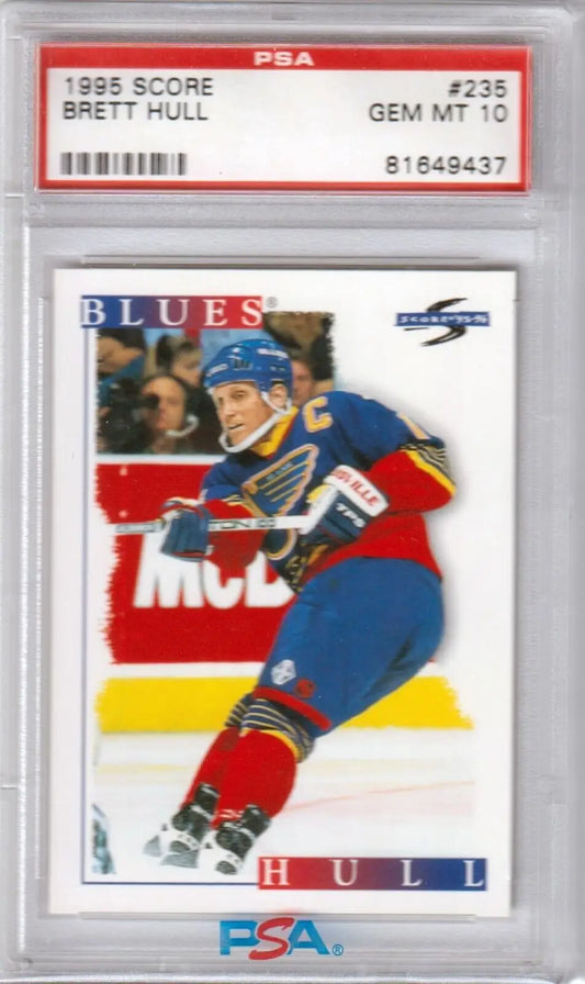 PSA graded 1995 Score #235 Brett Hull single card in Blues uniform from Columbia Hobby