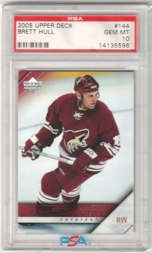 PSA-graded 2005 Upper Deck Brett Hull hockey card, Phoenix Coyotes GEM MINT, Columbia Hobby