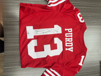 Red Brock Purdy Authentic Jersey with name and number 13 for San Francisco 49ers fans