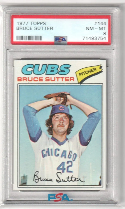 PSA-graded 1977 Topps Bruce Sutter Cubs card available at Columbia Hobby with free shipping