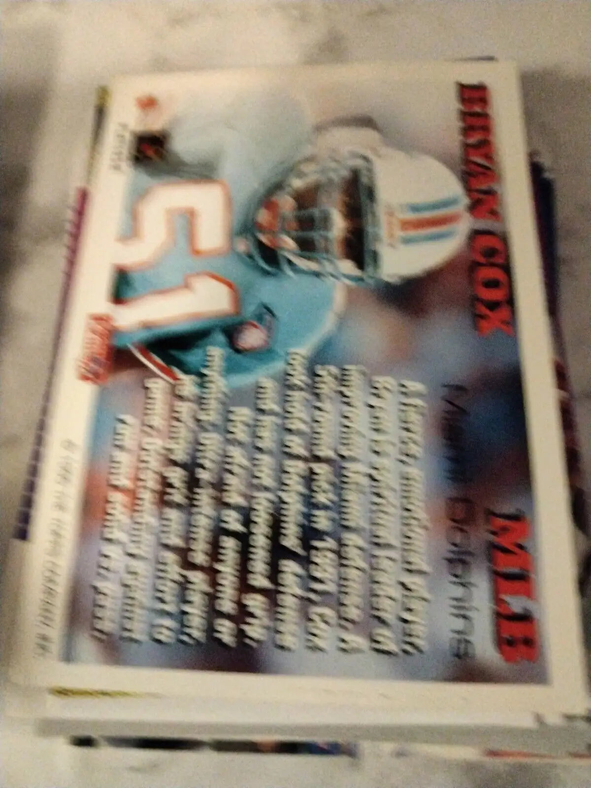 Bryan Cox 1995 Topps Hit List #9 trading card featuring Dolphins linebacker Bryan Cox