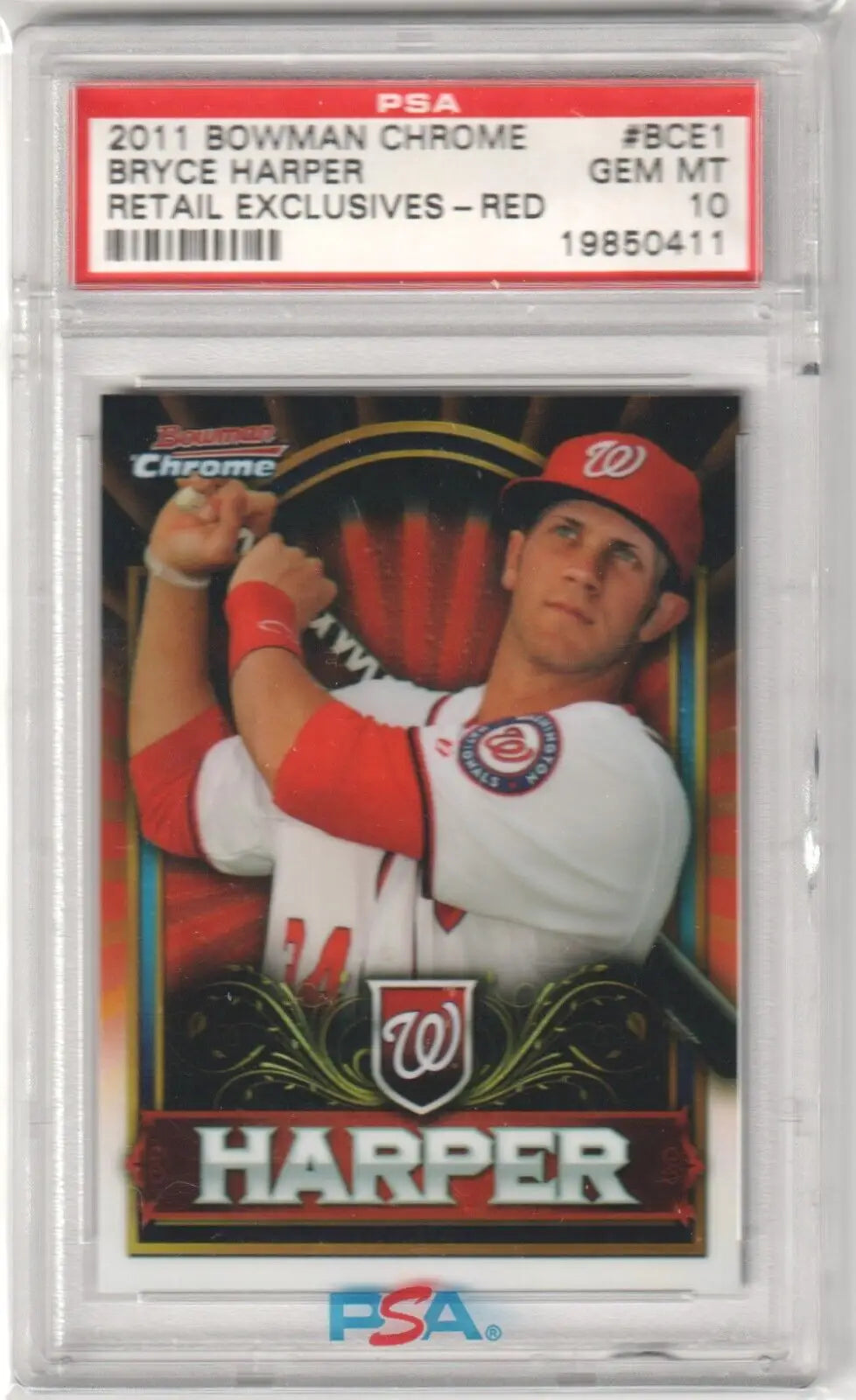 PSA-graded 2011 Bowman Chrome Red Bryce Harper Rookie card from Columbia Hobby with free shipping