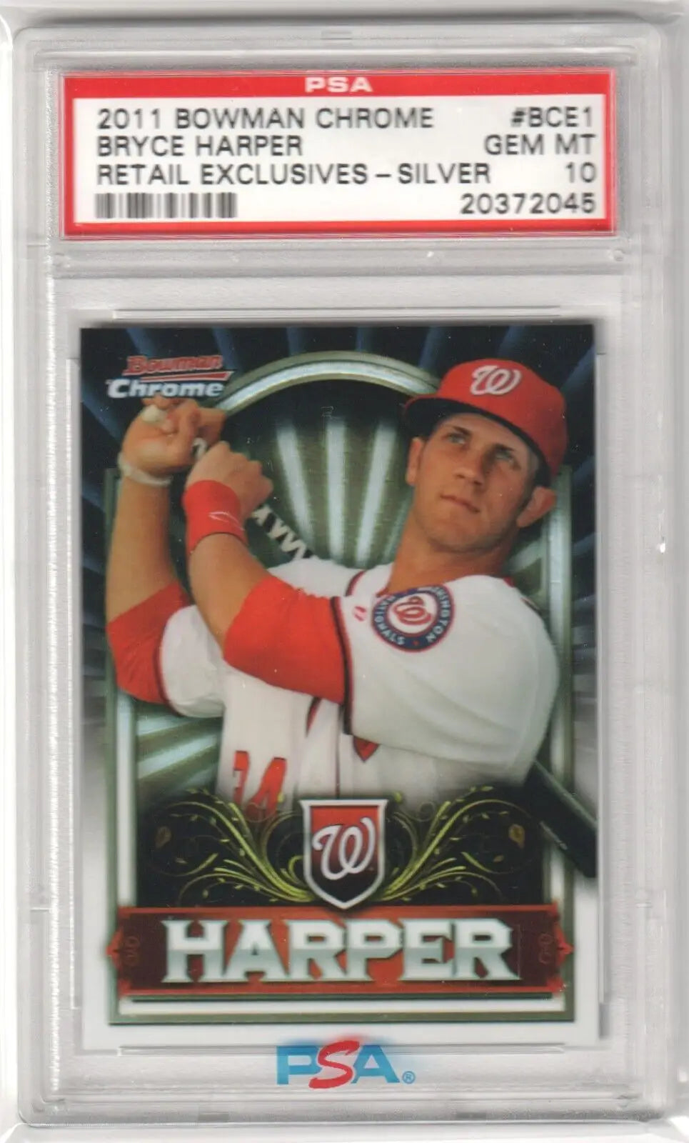 PSA 10 GEM MINT Bryce Harper 2011 Bowman Chrome Silver Rookie card from Columbia Hobby