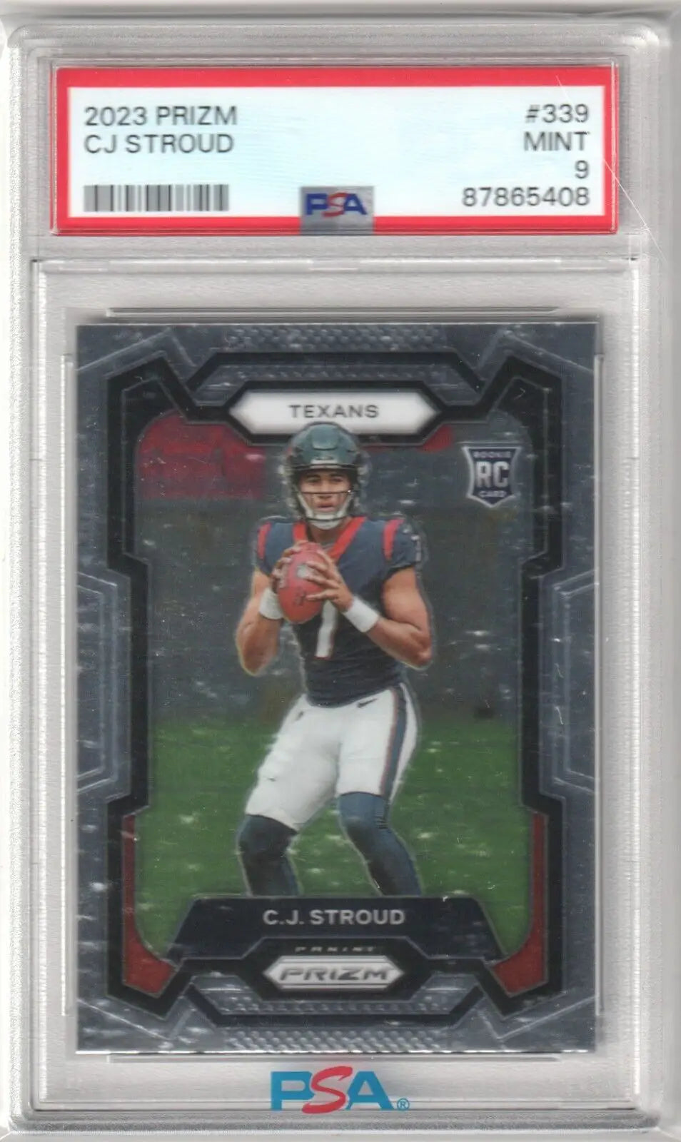 PSA-graded C.J. Stroud 2023 Prizm Rookie RC #339 football card from Columbia Hobby