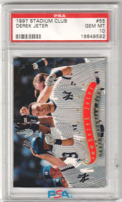 DEREK JETER 1997 Topps Stadium Club #55 PSA 10 GEM MINT - YANKEES