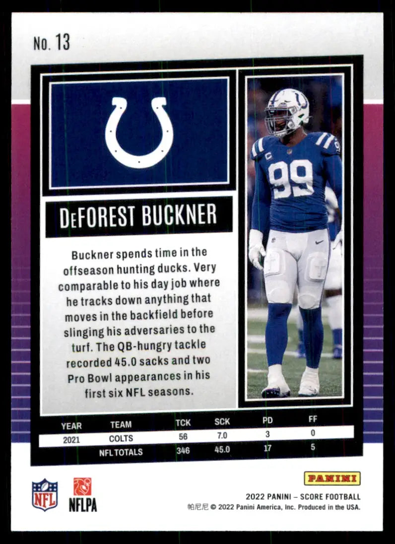 2022 Score DeForest Buckner Indianapolis Colts #13