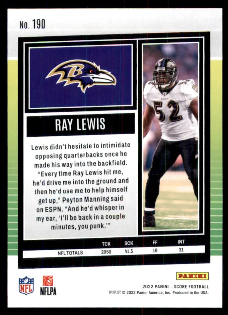 2022 Score Ray Lewis Baltimore Ravens #190