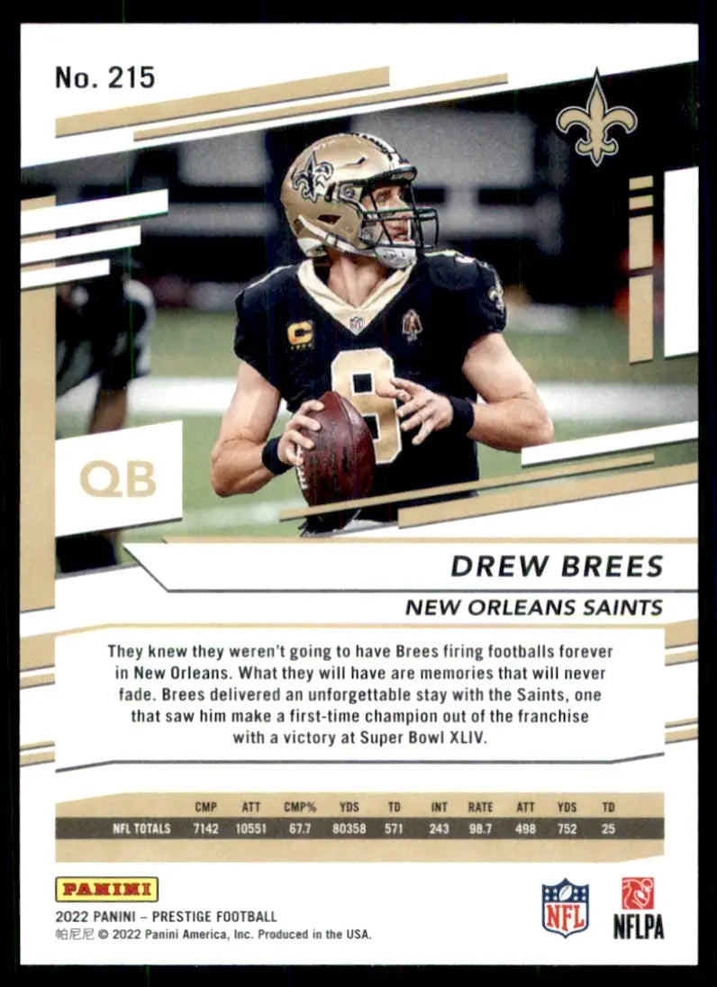 2022 Panini Prestige Drew Brees New Orleans Saints #215