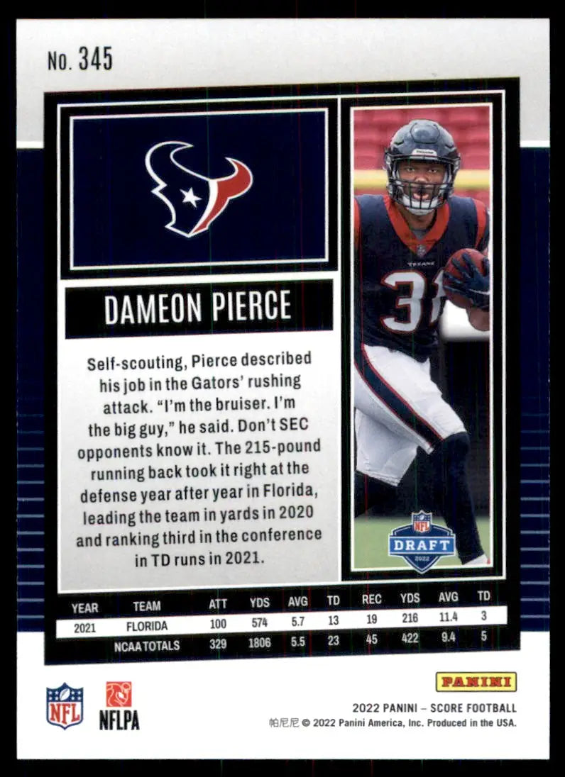 2022 Score Dameon Pierce Rookie Houston Texans #345