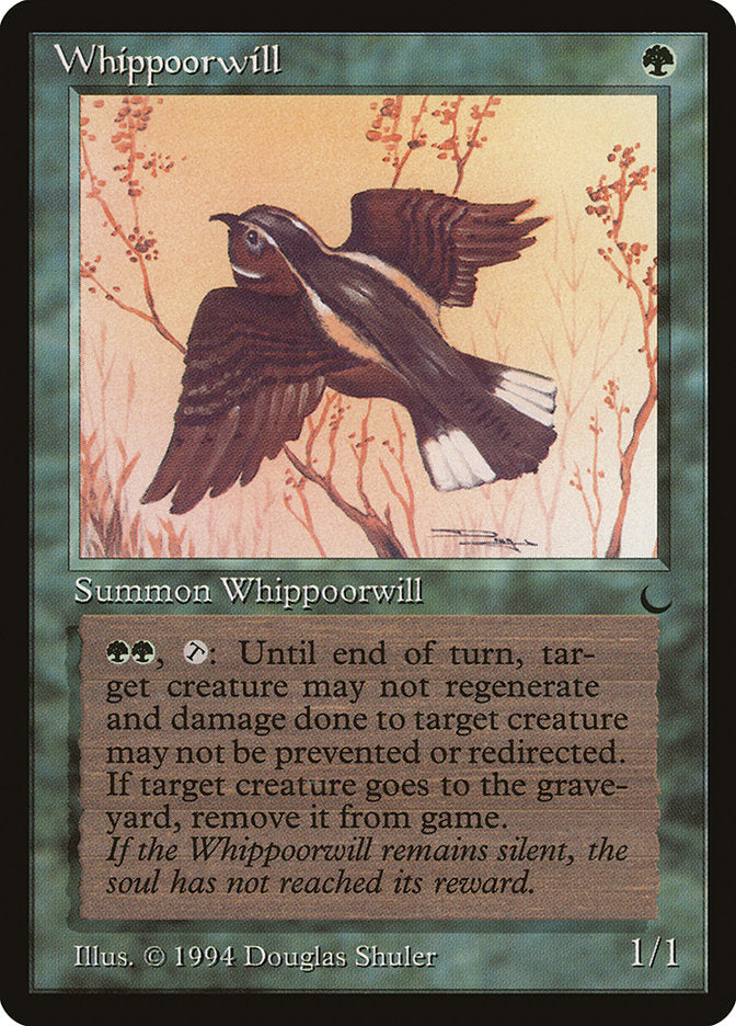 Black and white Whippoorwill bird in flight on Whippoorwill The Dark trading cards