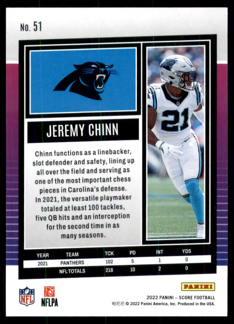 2022 Score Jeremy Chinn Carolina Panthers #51