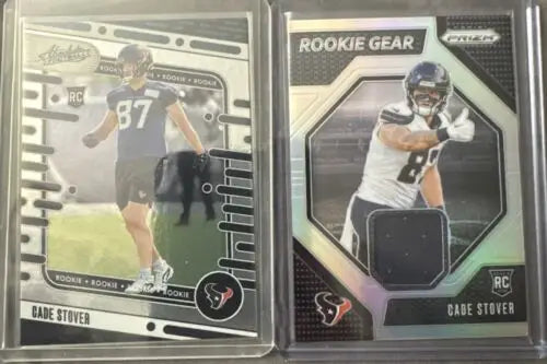 Two Cade Stover rookie football cards from the Cade Stover Rookie 2 Card Lot - Texans