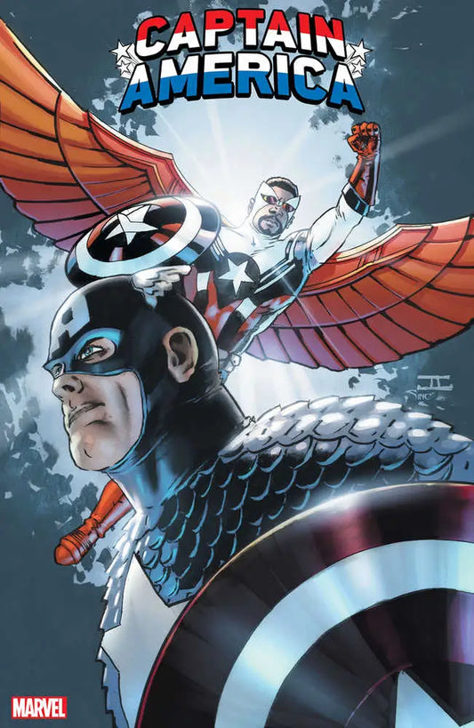 Captain America #750 cover art showcasing Captain America with shield and helmet against sky