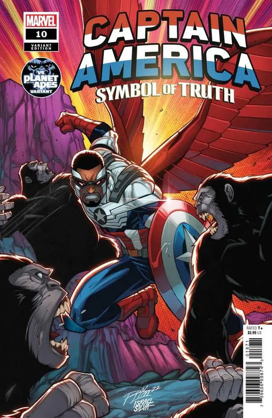 Comic book cover of Captain America using his shield in Symbol Of Truth #10 Ron Lim art