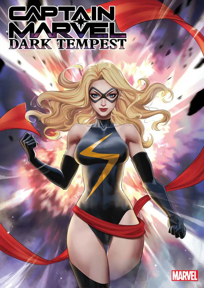 Captain Marvel: Dark Tempest cover featuring Earth’s Mightiest superhero in black and red