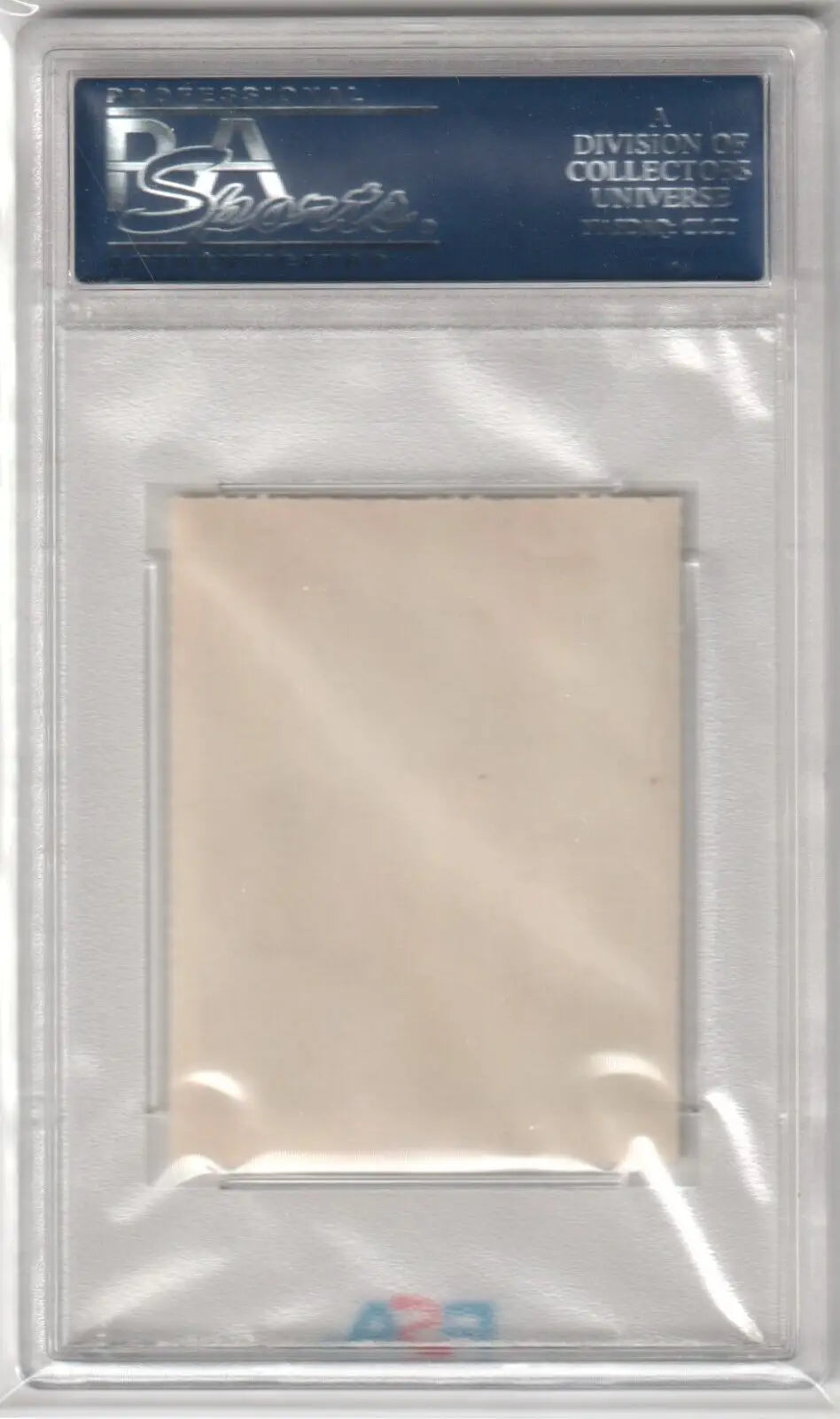 Clear plastic PSA card holder displaying a blank card for Columbia Hobby single cards