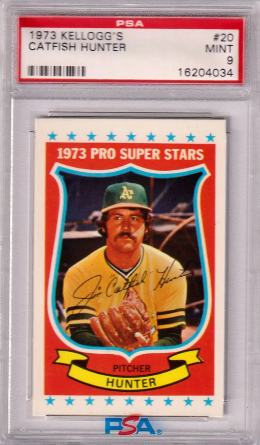 PSA-graded 1973 Kellogg’s Catfish Hunter Pro Super Stars baseball card, Athletics player