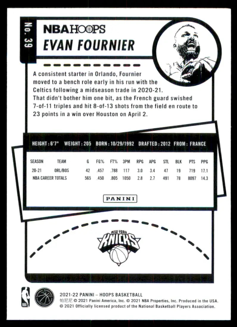 2021-22 Panini NBA Hoops Evan Fournier New York Knicks #39