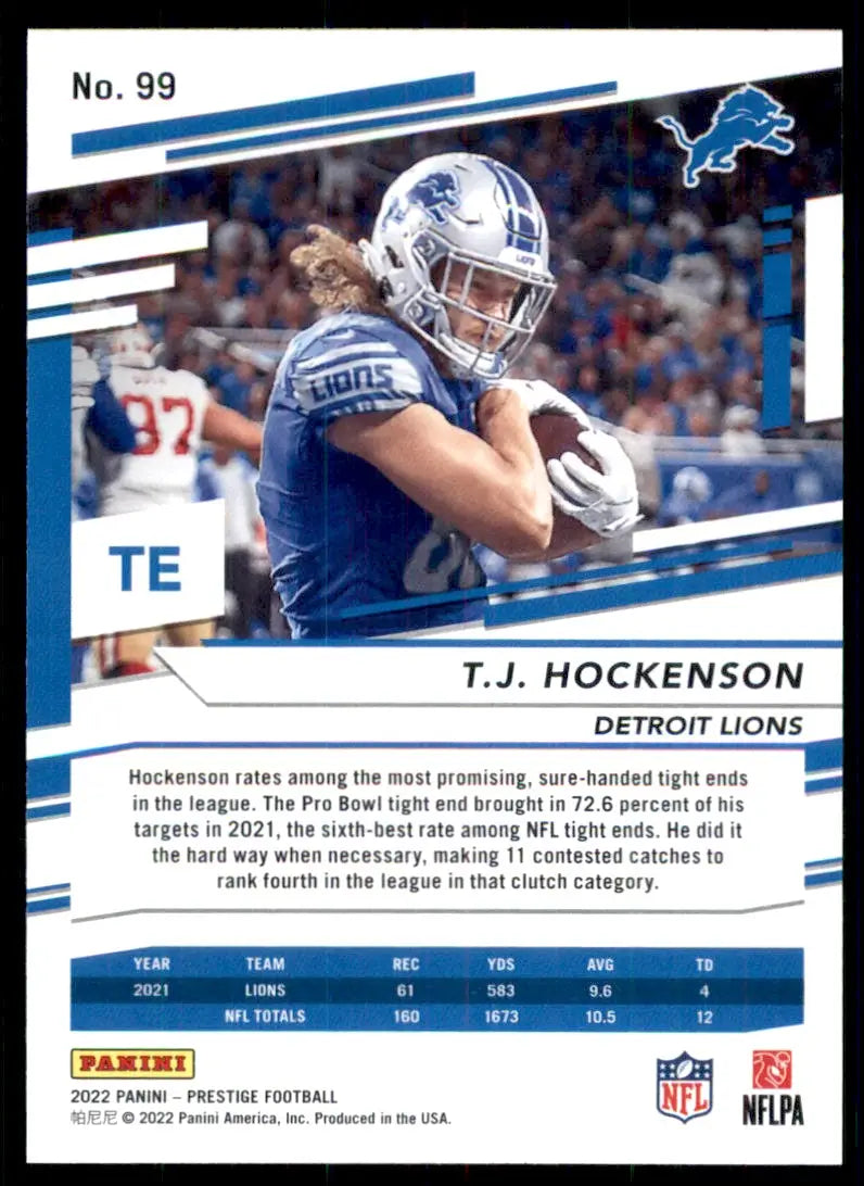 2022 Panini Prestige T.J. Hockenson Detroit Lions #99