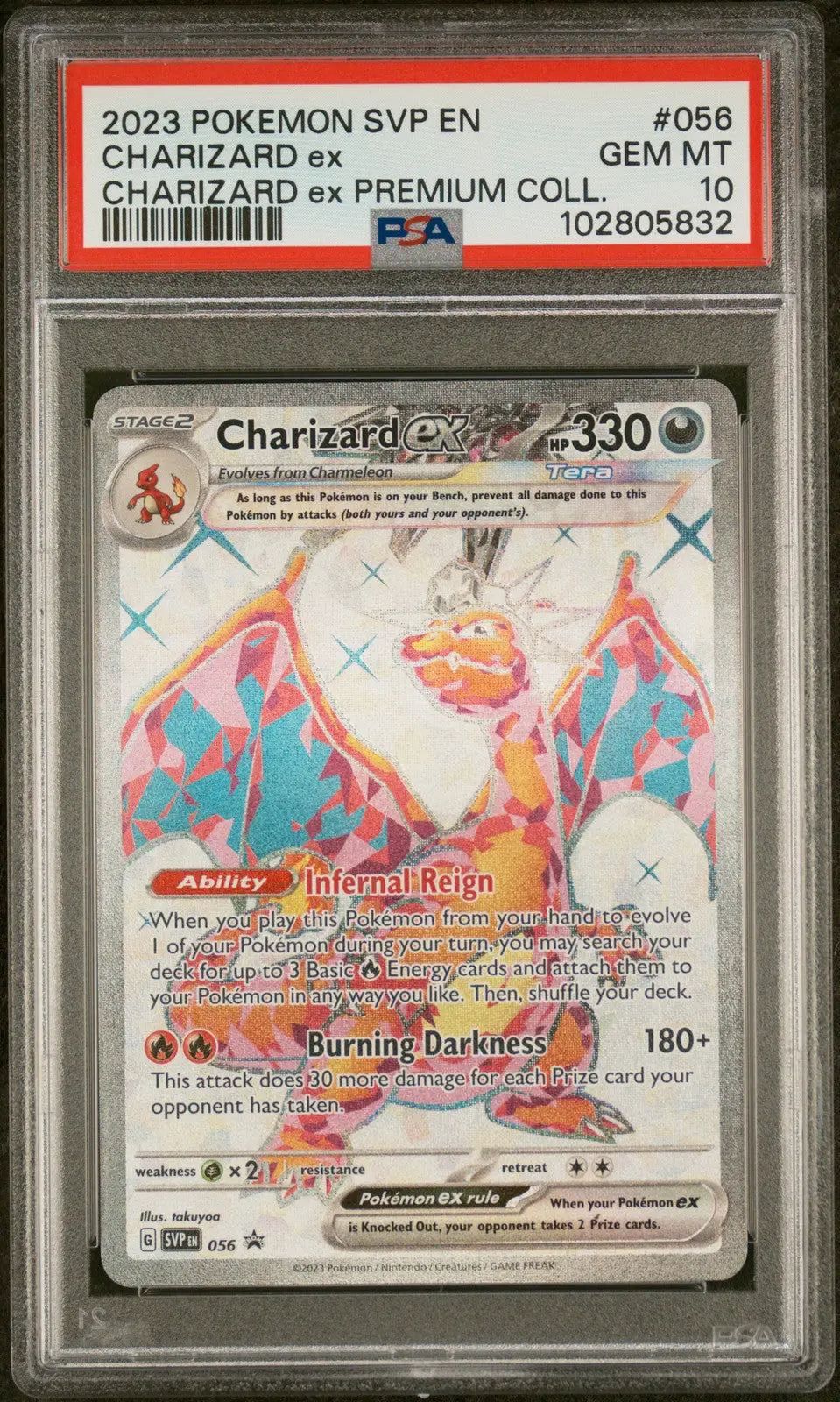 Graded Charizard EX card from premium coll PSA 10 trading cards collection 2023