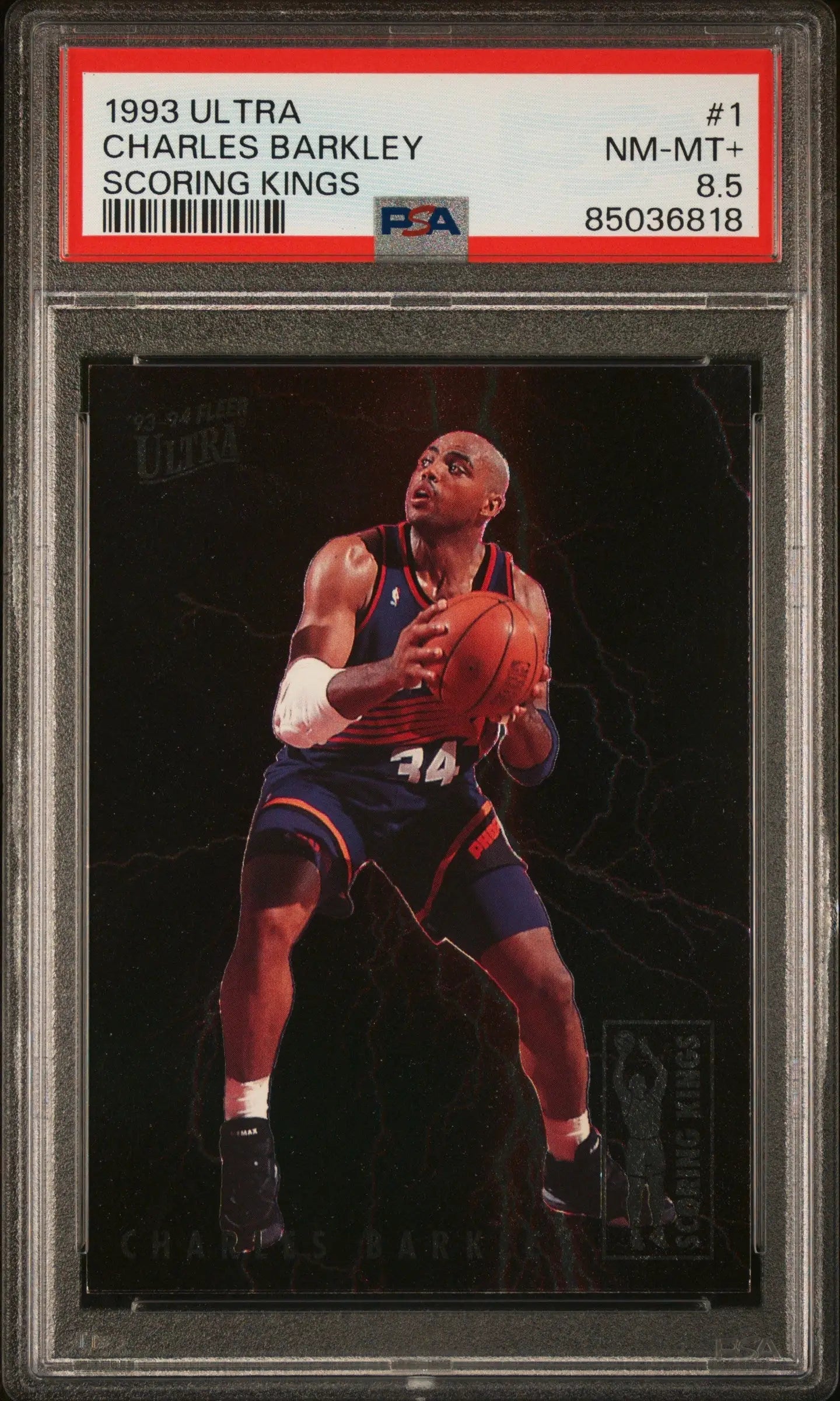 PSA graded 1993 Ultra Scoring Kings Charles Barkley card in protective case