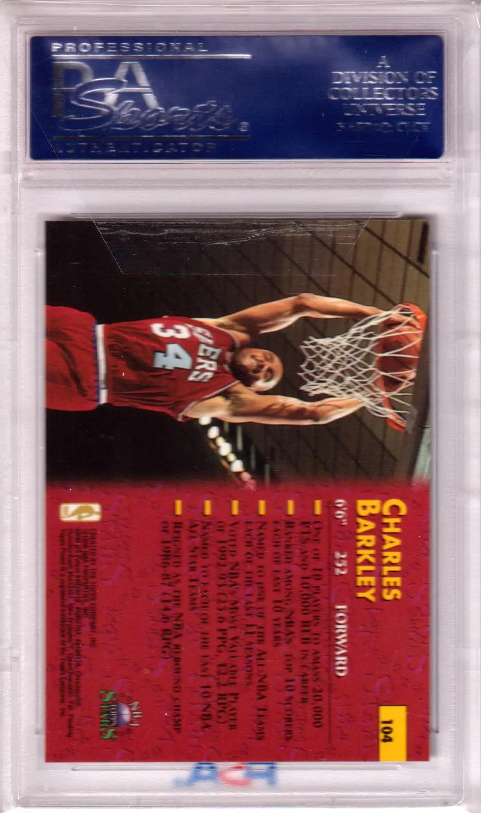 Basketball trading card in case featuring Charles Barkley from Topps NBA Stars collection