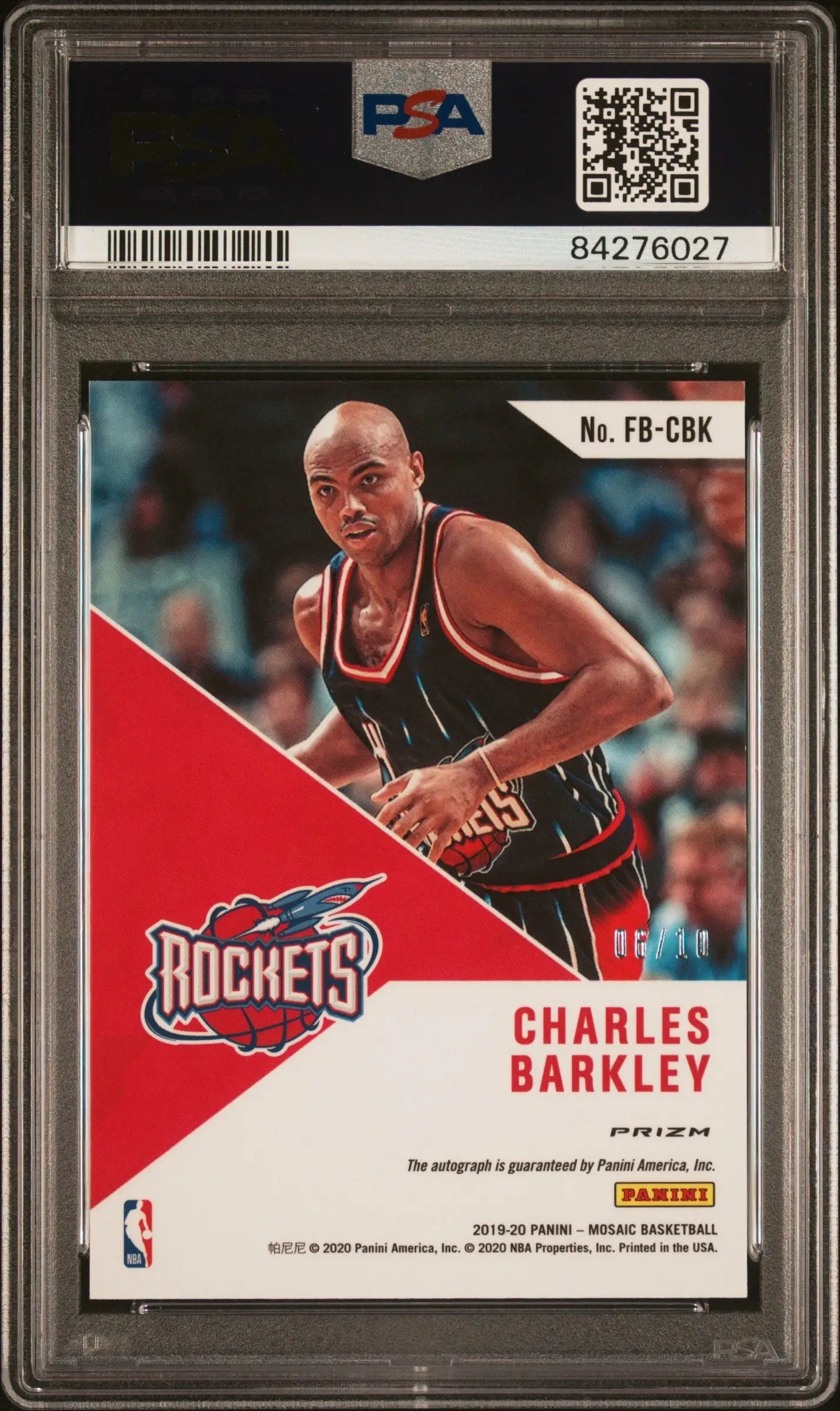 PSA-graded Charles Barkley Fast Break Gold Auto basketball card for Houston Rockets fan